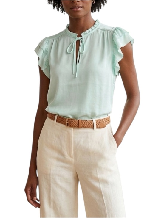 Vineyard Vines Tops - Vineyard Vines Women’s Double Ruffle Sleeve Top Blouse Bleached Aqua  NWT XL